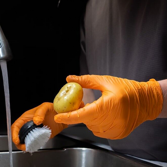 Luva Ignite Nitrílica Supermax Laranja S/pó Serviços Gerais Cartucho Resistente