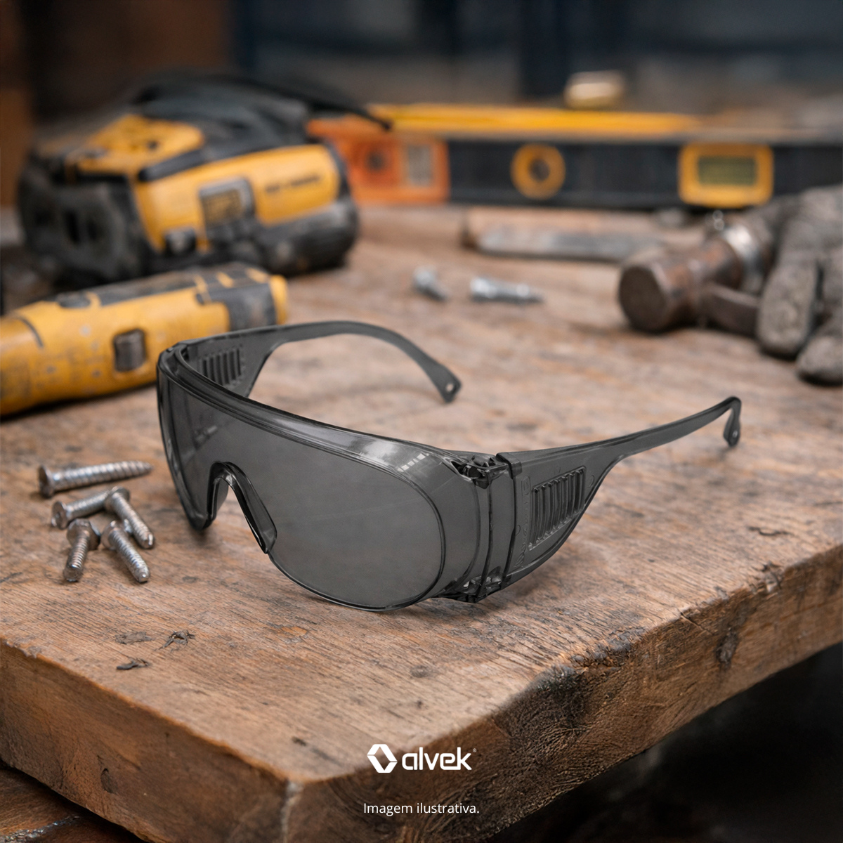 Óculos Kalipso Panda Ampla Visão Lente Cinza Epi Sobrepor