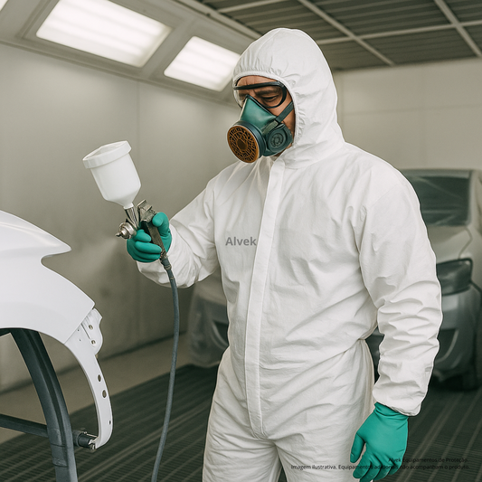 Macacão De Proteção Branco Epi Para Pintor Com Capuz E Ca