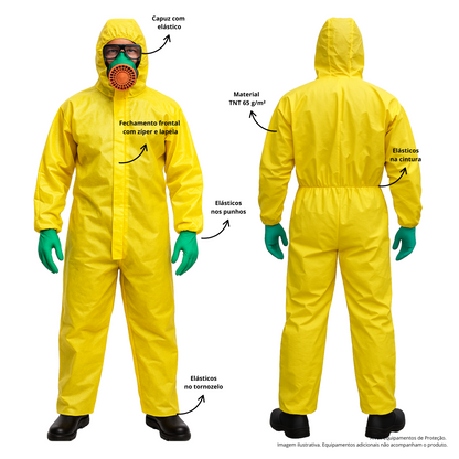 Macacão De Segurança Amarelo Epi Proteção Química Reforçado
