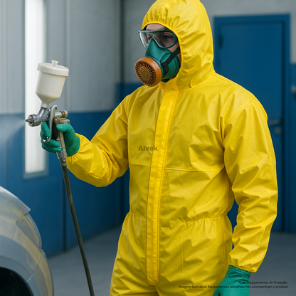Macacão De Segurança Amarelo Epi Proteção Química Reforçado