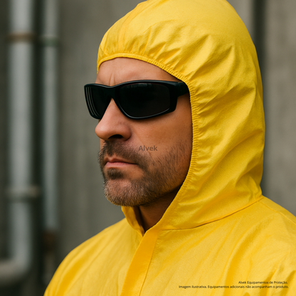 Macacão De Segurança Amarelo Epi Proteção Química Reforçado