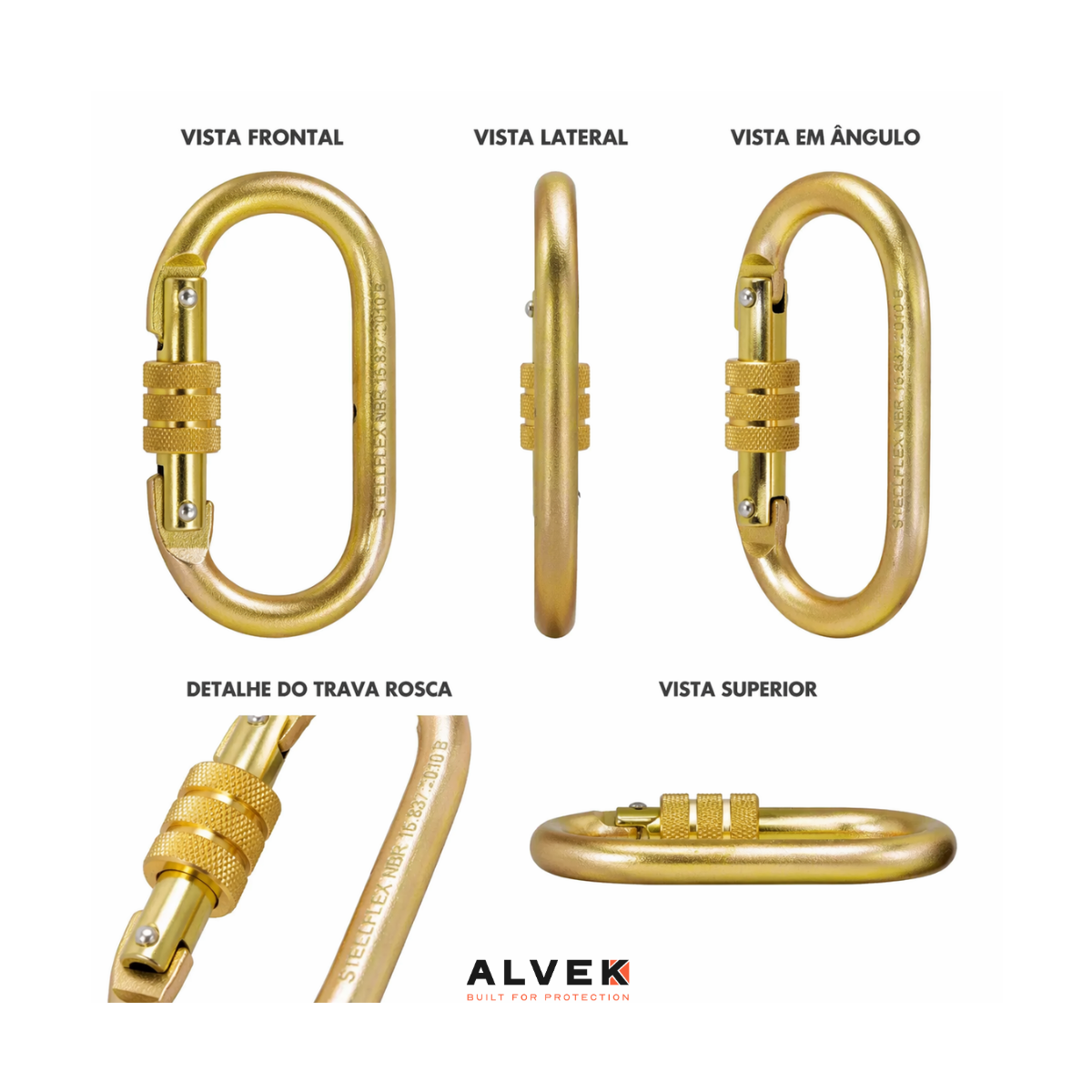 Mosquetão Aço Oval 25 Kn Resistente Trava Rosca Escalada