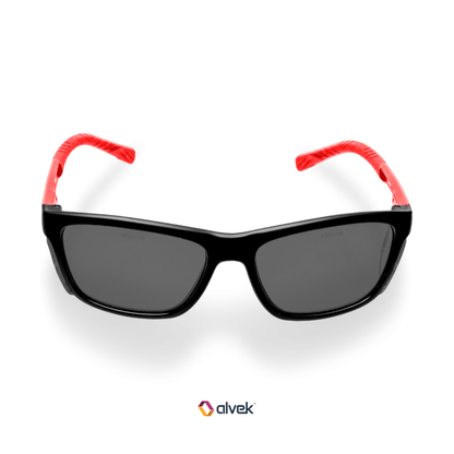 Óculos De Proteção Kalipso Cancun Graduado Lente Cinza Armação Vermelha