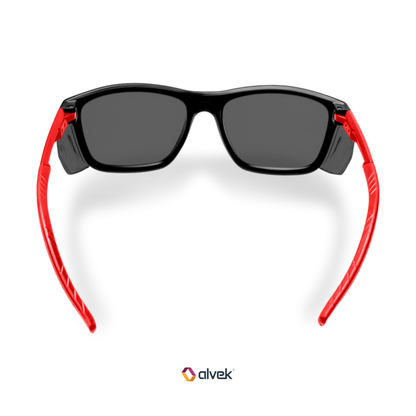 Óculos De Proteção Kalipso Cancun Graduado Lente Cinza Armação Vermelha