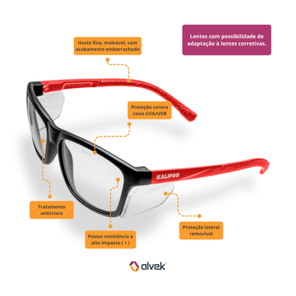 Óculos De Segurança Kalipso Cancun Aceita Lente De Grau Ca