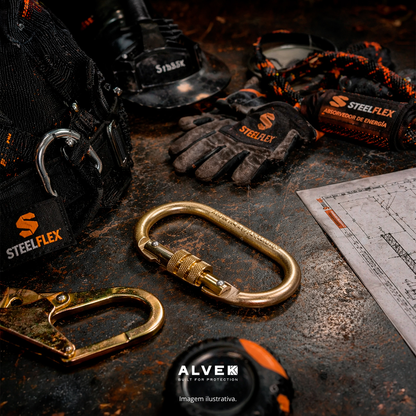 Mosquetão Aço Oval 25 Kn Resistente Trava Rosca Escalada