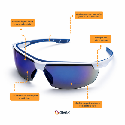 Óculos Esportivo Ciclismo Neon Azul Espelhado Corrida Casual