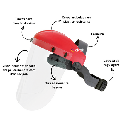 Protetor Facial Catraca Com Ajuste Confortavel Protecao Epi