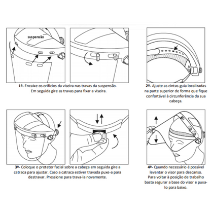 Protetor Facial Catraca Com Ajuste Confortavel Protecao Epi