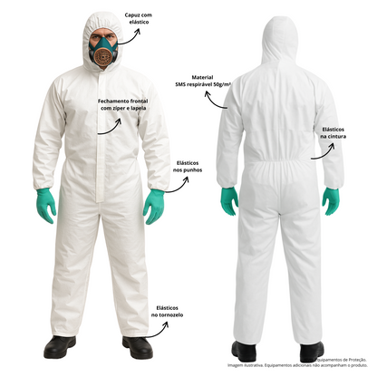 Macacão De Proteção Branco Epi Para Pintor Com Capuz E Ca