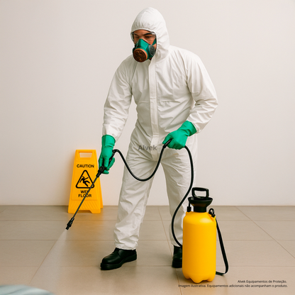 Macacão De Proteção Branco Epi Para Pintor Com Capuz E Ca