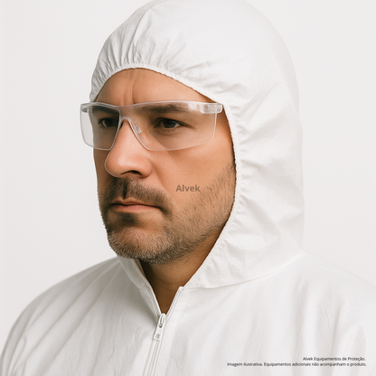 Macacão De Proteção Branco Epi Para Pintor Com Capuz E Ca