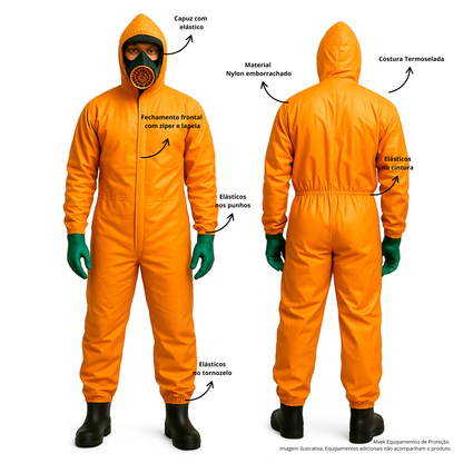 Macacão Proteção Química Selado Reforçado Lavável Ac707 Epi