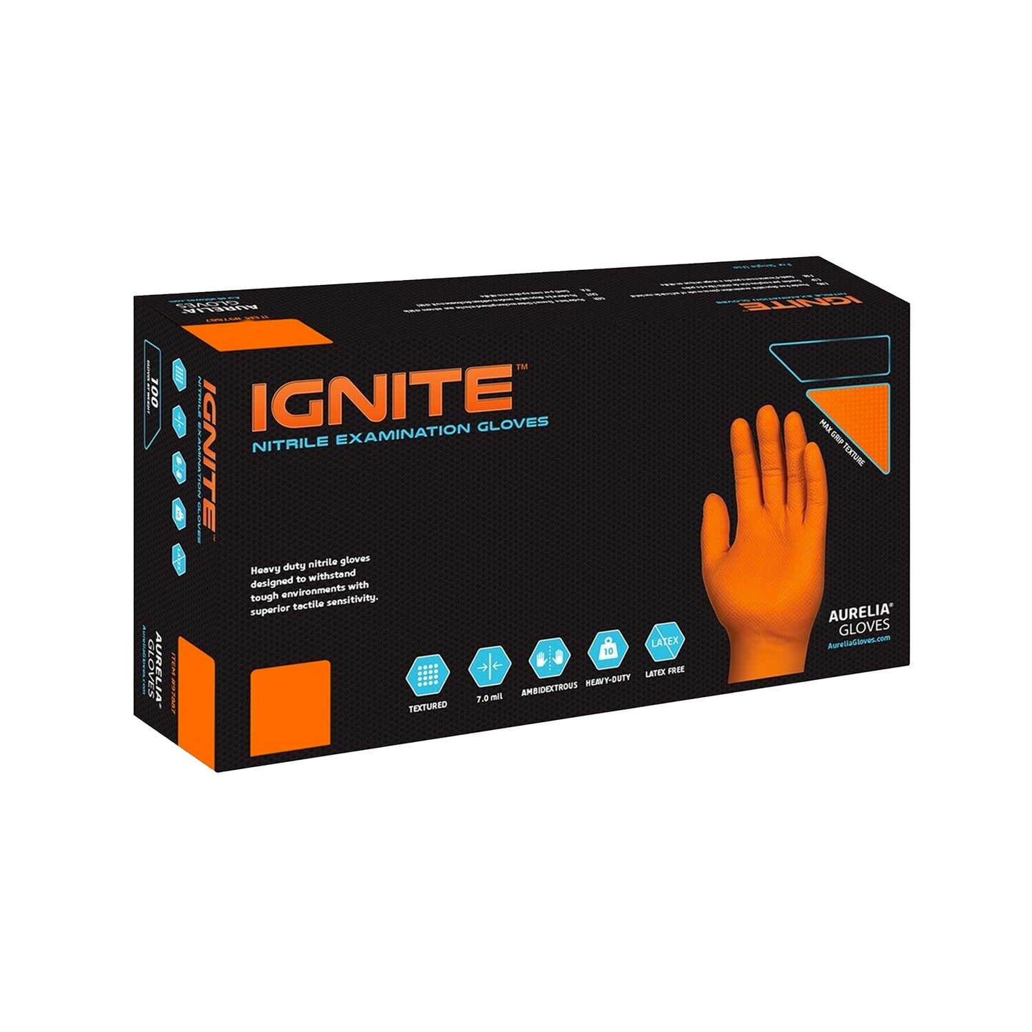 Luva Ignite Nitrílica Supermax Laranja S/pó Serviços Gerais Cartucho Resistente