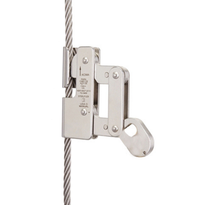 Trava Quedas 8mm P Cabo De Aço + Mosquetão Trava Dupla 25kn
