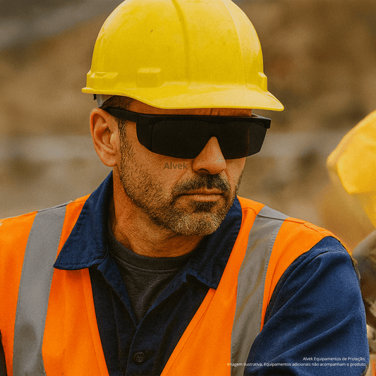 Óculos Epi Segurança Proteção Uv Anti Risco Construção Civil Cor da lente Fume Escuro